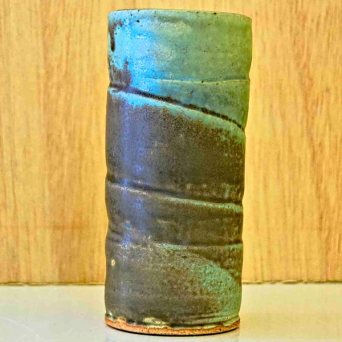 Green spiral ceramic vase
