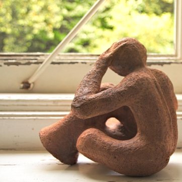 Grogged Terracotta man sculpture with fired acid finishing